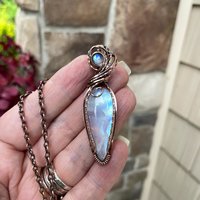 Moonstone with Moonstone Slender Copper Necklace