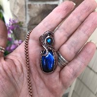 Blue Labradorite Oval Copper Pendant