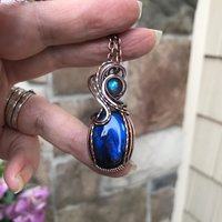 Blue Labradorite Oval Copper Pendant