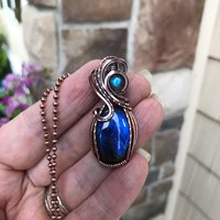 Blue Labradorite Oval Copper Pendant