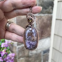 Charoite & Citrine Oval Copper Pendant