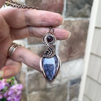 Purple Maroon Labradorite & Garnet Copper Pendant