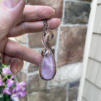 Kunzite Teardrop Copper Pendant