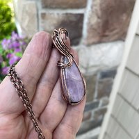 Kunzite Teardrop Copper Pendant
