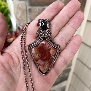 Wild Eye Red Jasper & Garnet Copper Necklace