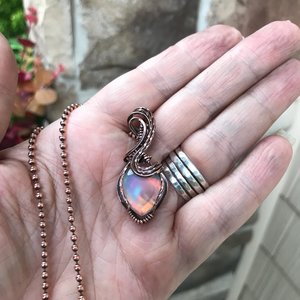 Aurora Opal Autumn Colors Copper Pendant
