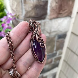 Amethyst Swirly Copper Necklace
