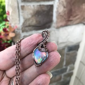 Aurora Opal Autumn Colors Copper Pendant