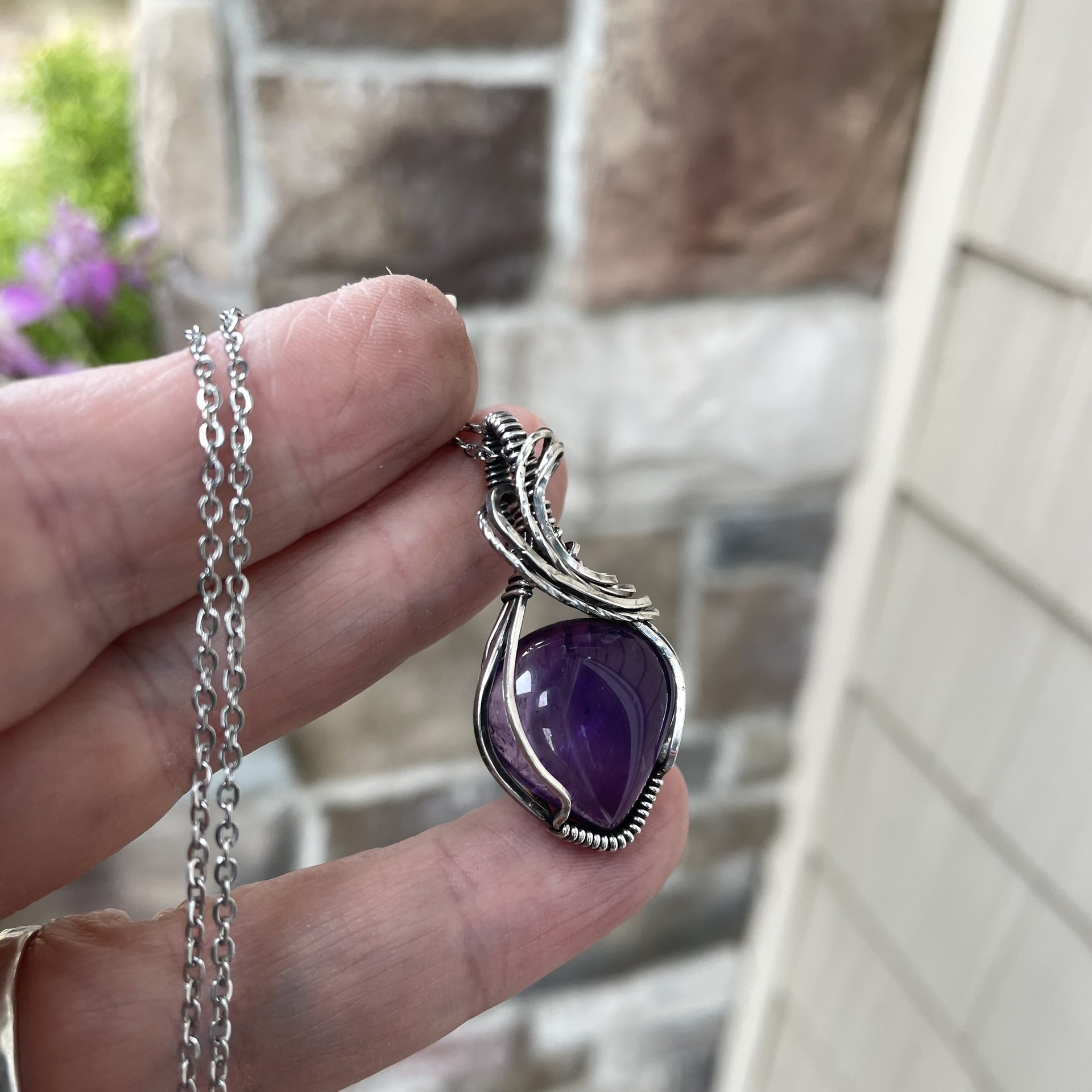 Amethyst Small Sterling Silver Pendant