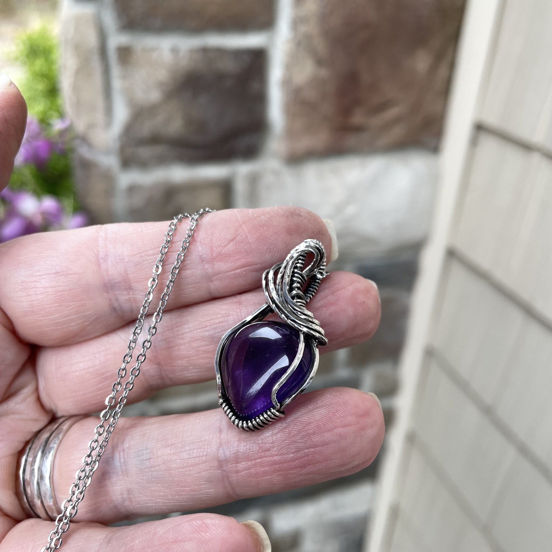 Amethyst Small Sterling Silver Pendant
