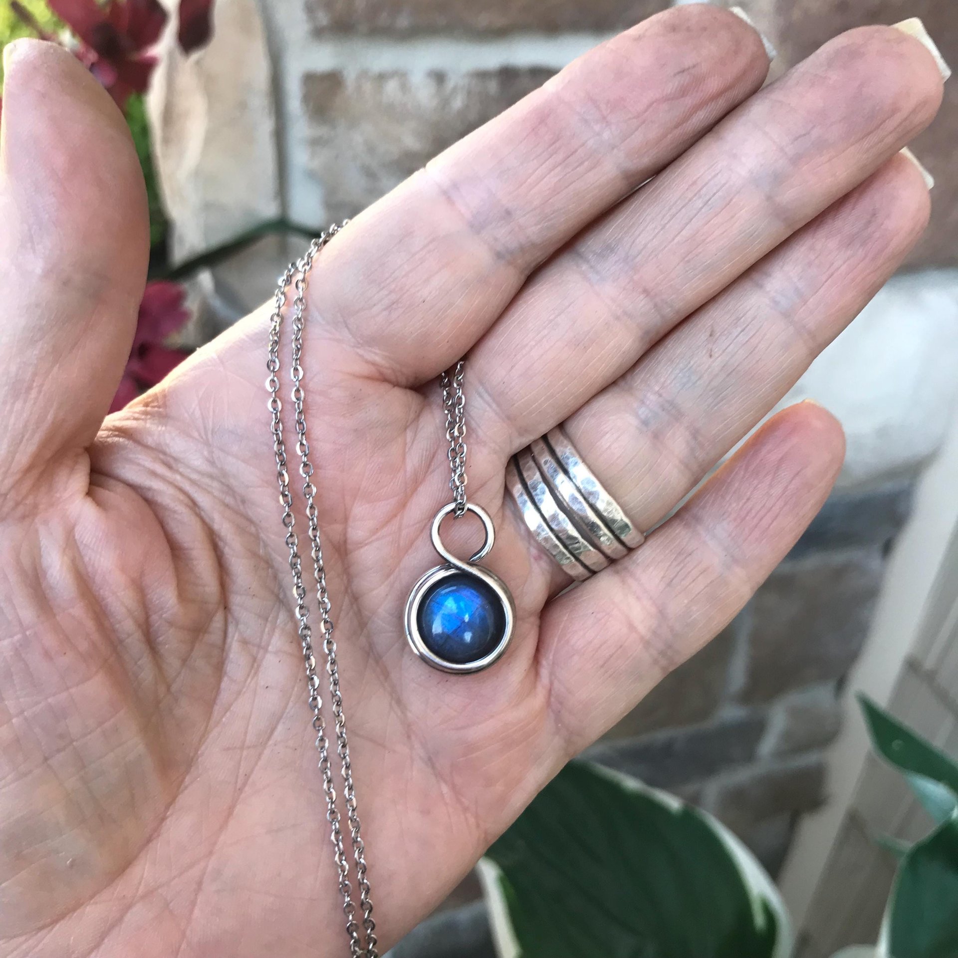 Labradorite Mini Round Sterling Silver Pendant