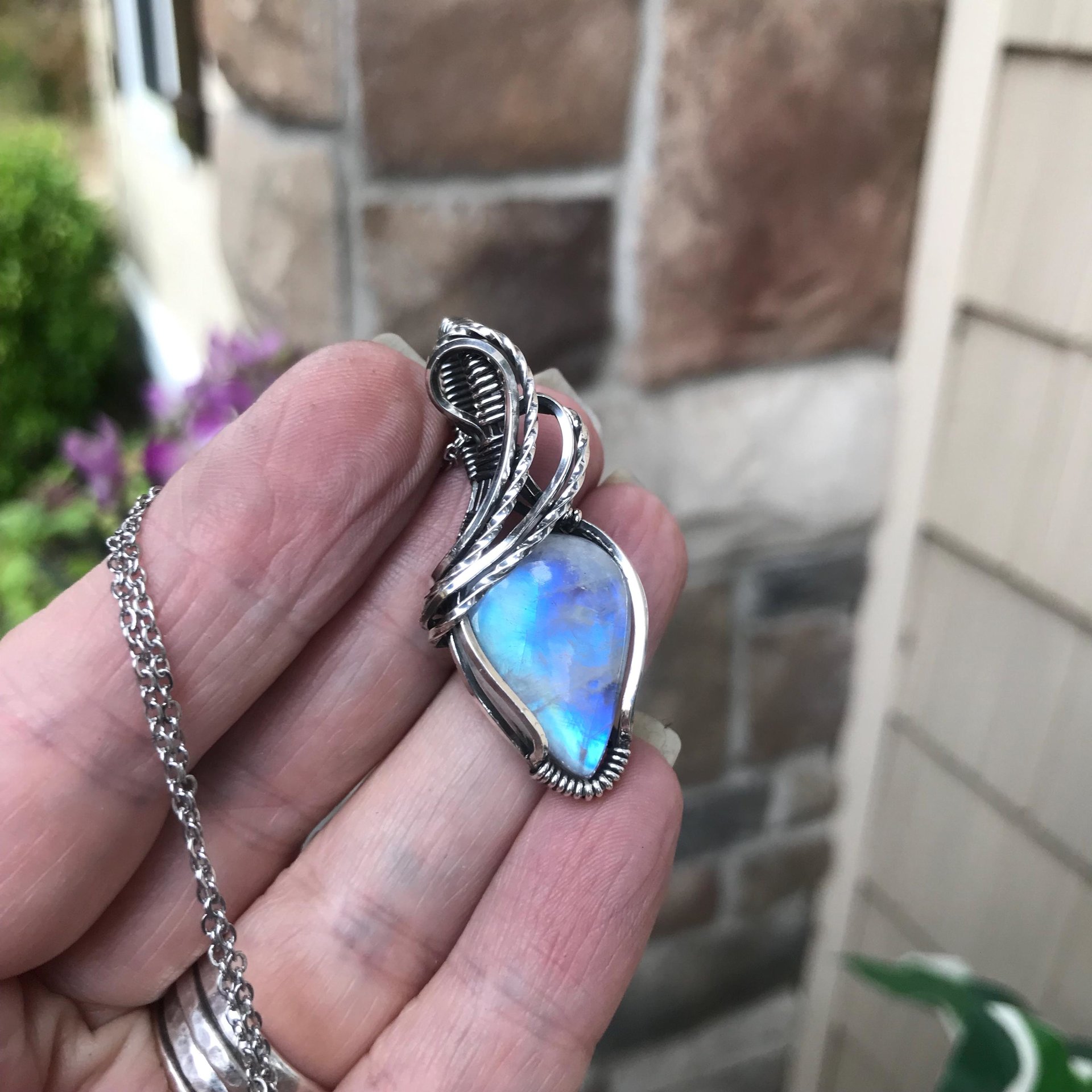 Moonstone Teardrop Silver Pendant