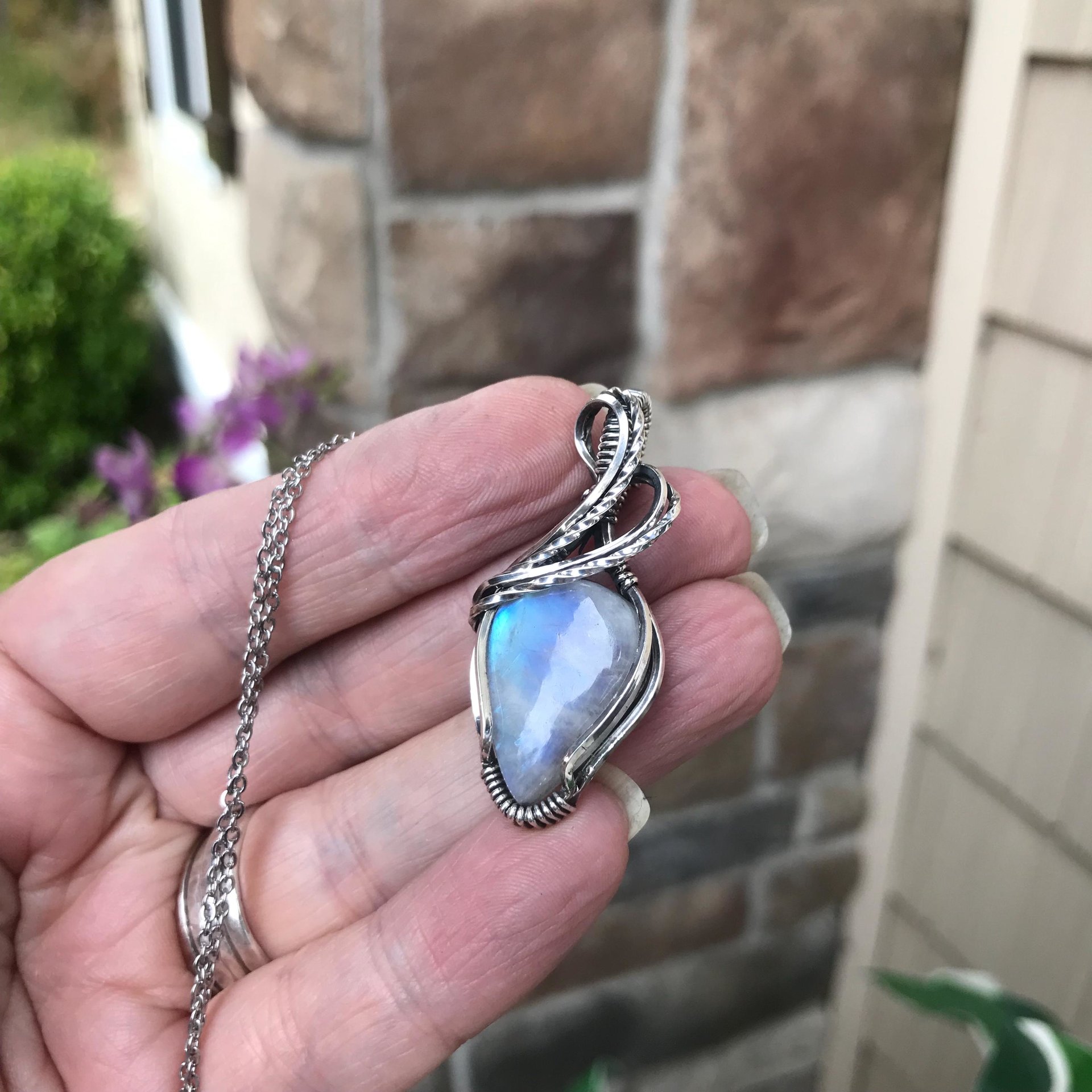 Moonstone Teardrop Silver Pendant