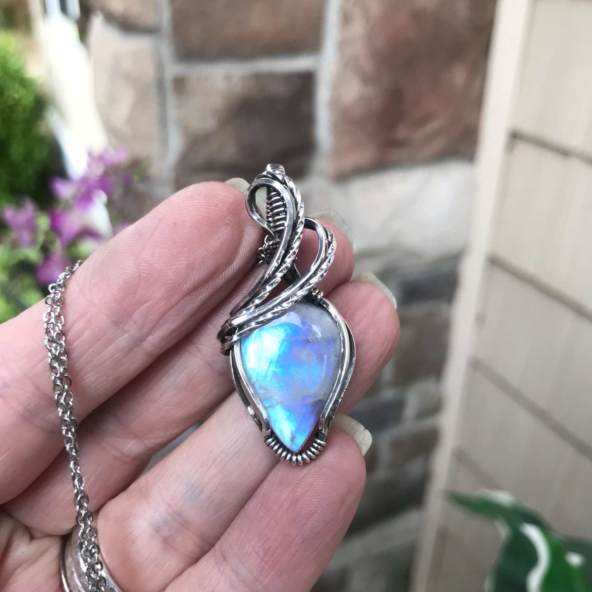 Moonstone Teardrop Silver Pendant