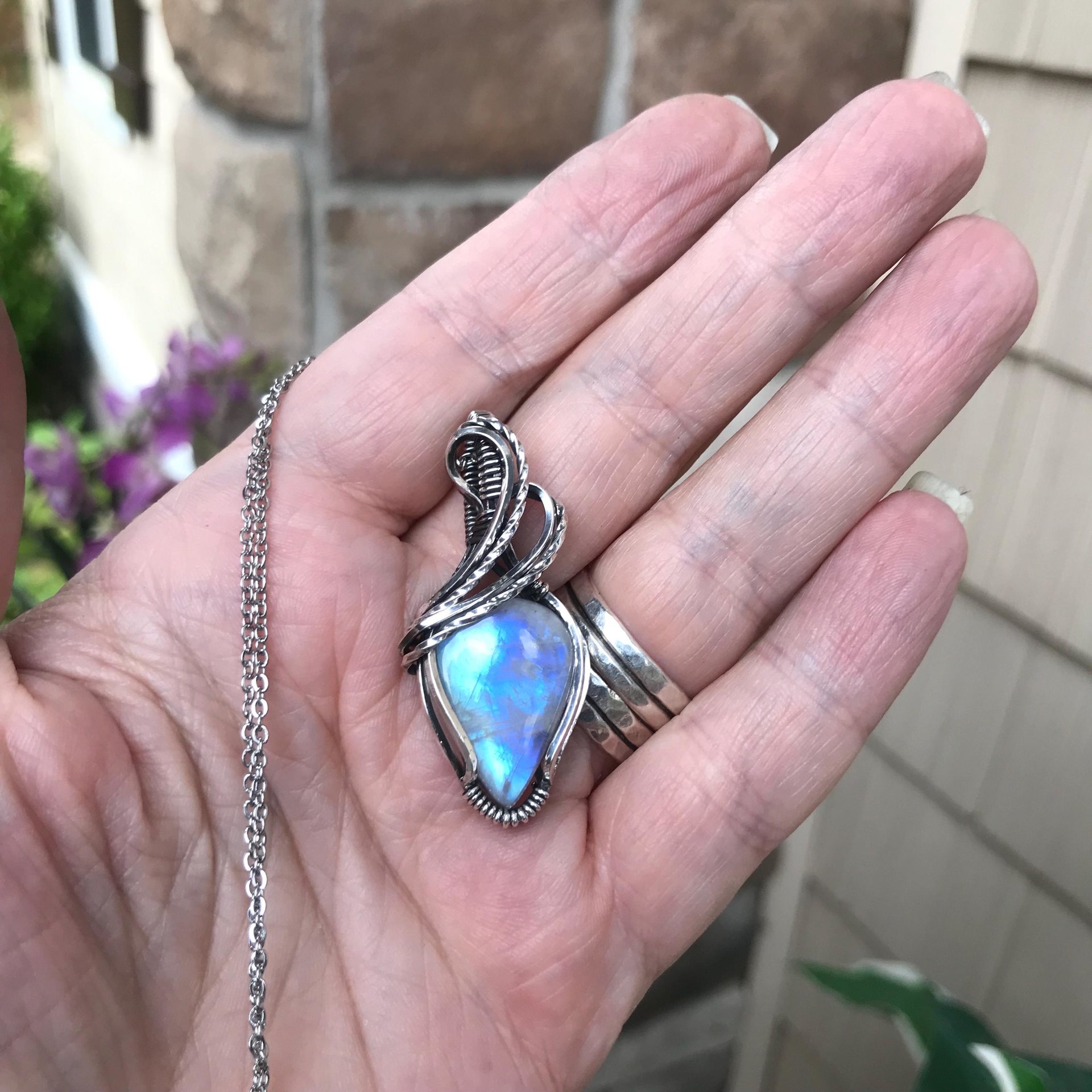 Moonstone Teardrop Silver Pendant