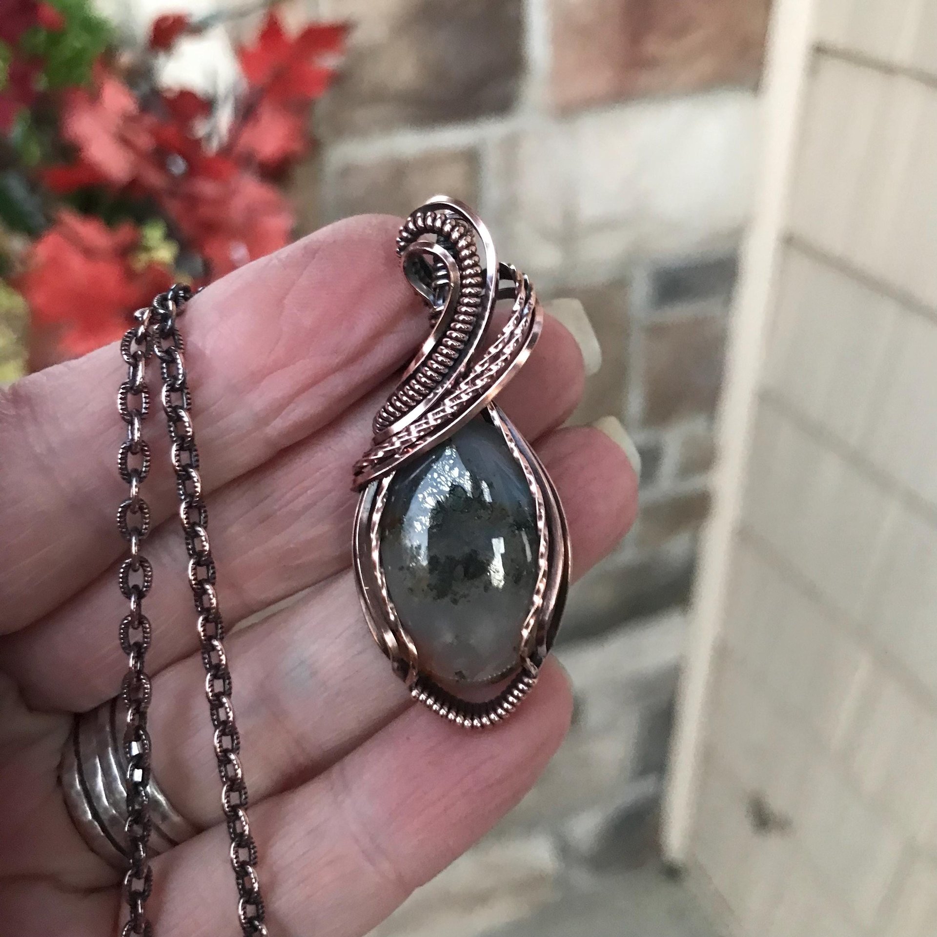 Graveyard Point Agate Oval Copper Pendant