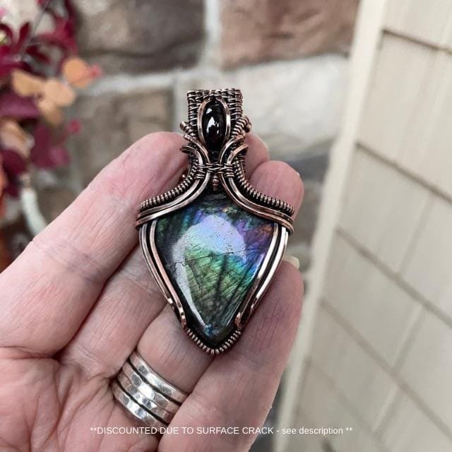 Teal Labradorite & Garnet Copper Necklace