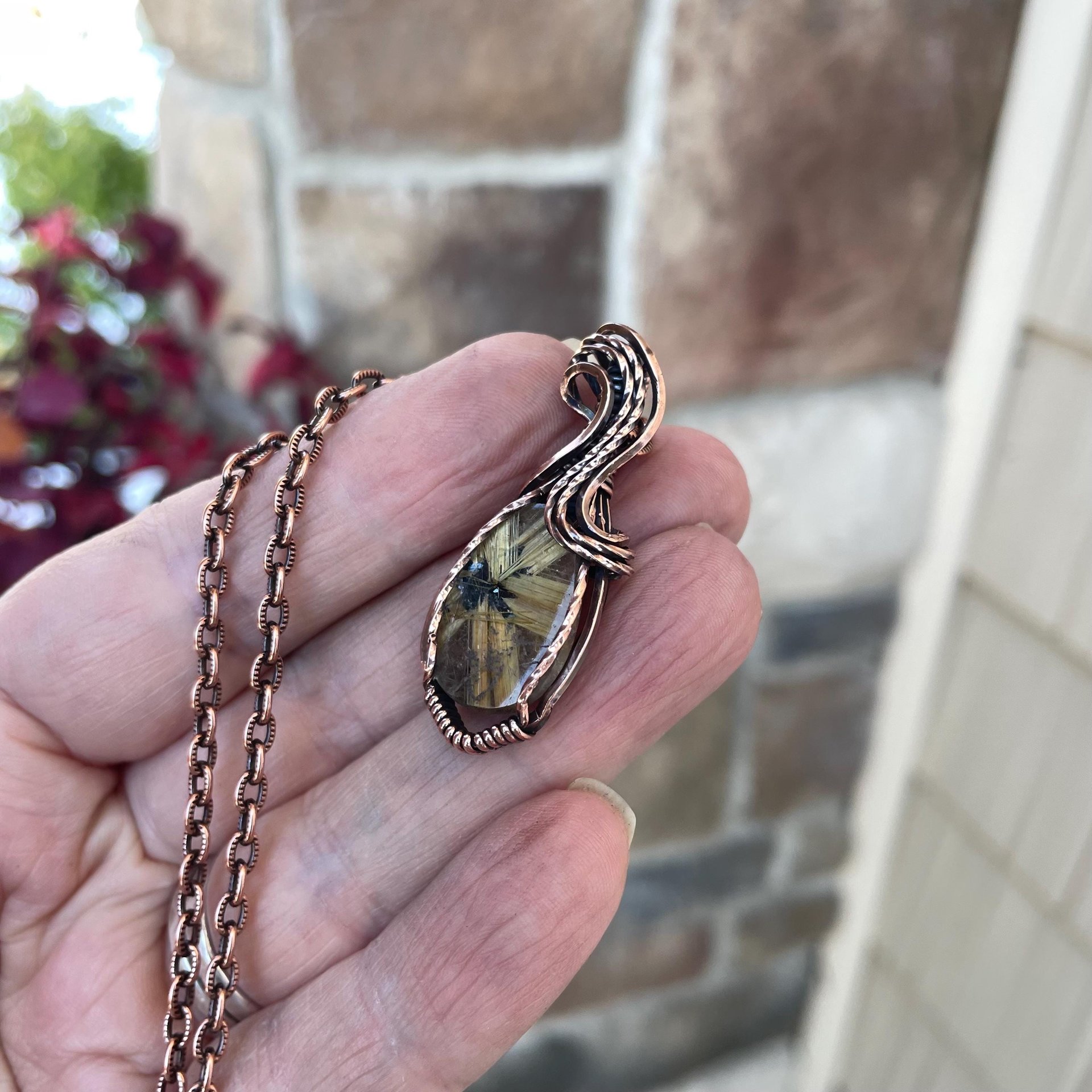 Golden Star Rutilated Quartz Copper Necklace