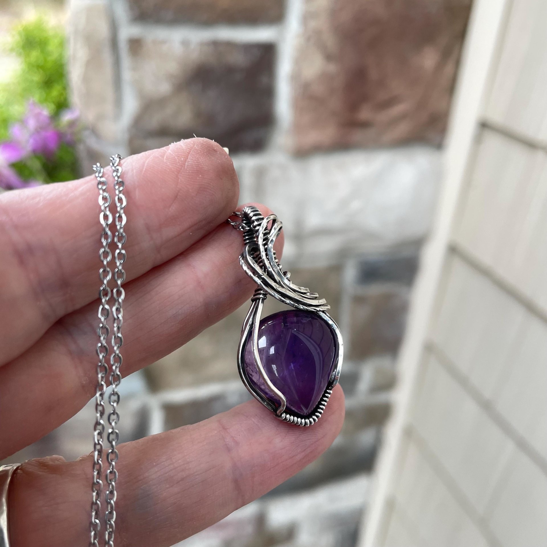 Amethyst Small Sterling Silver Pendant