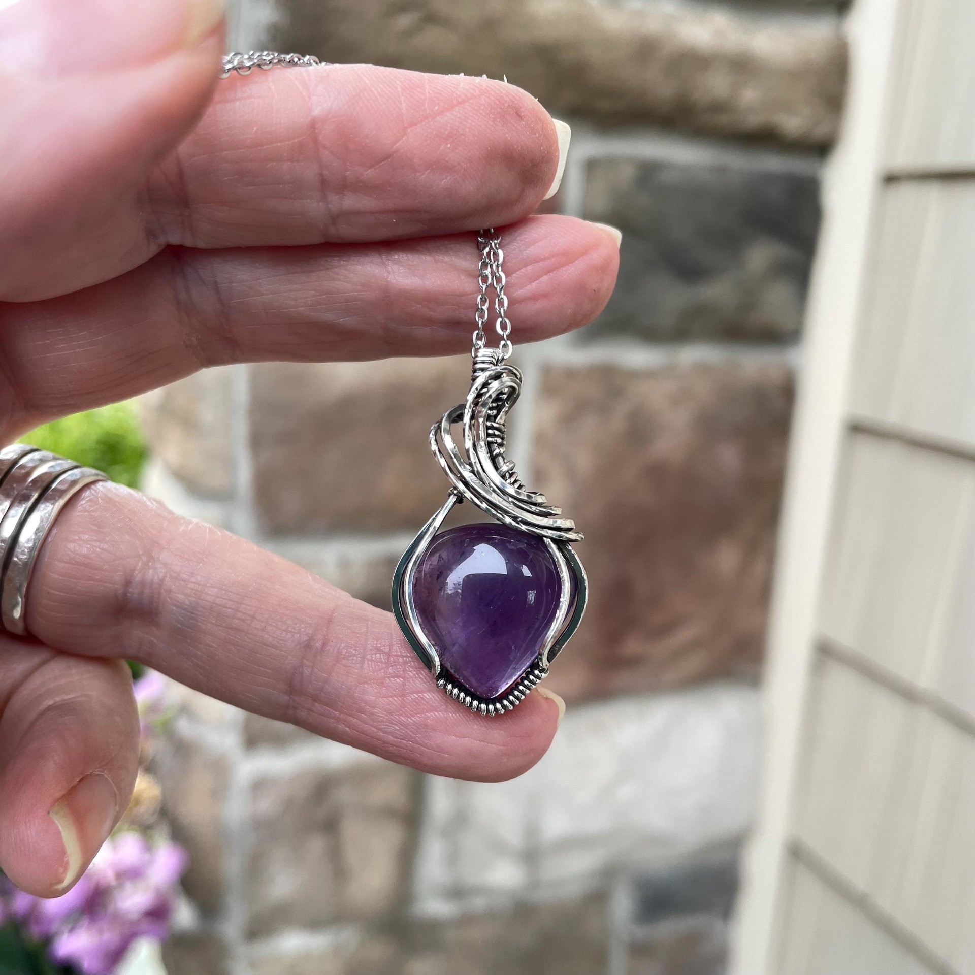 Amethyst Small Sterling Silver Pendant