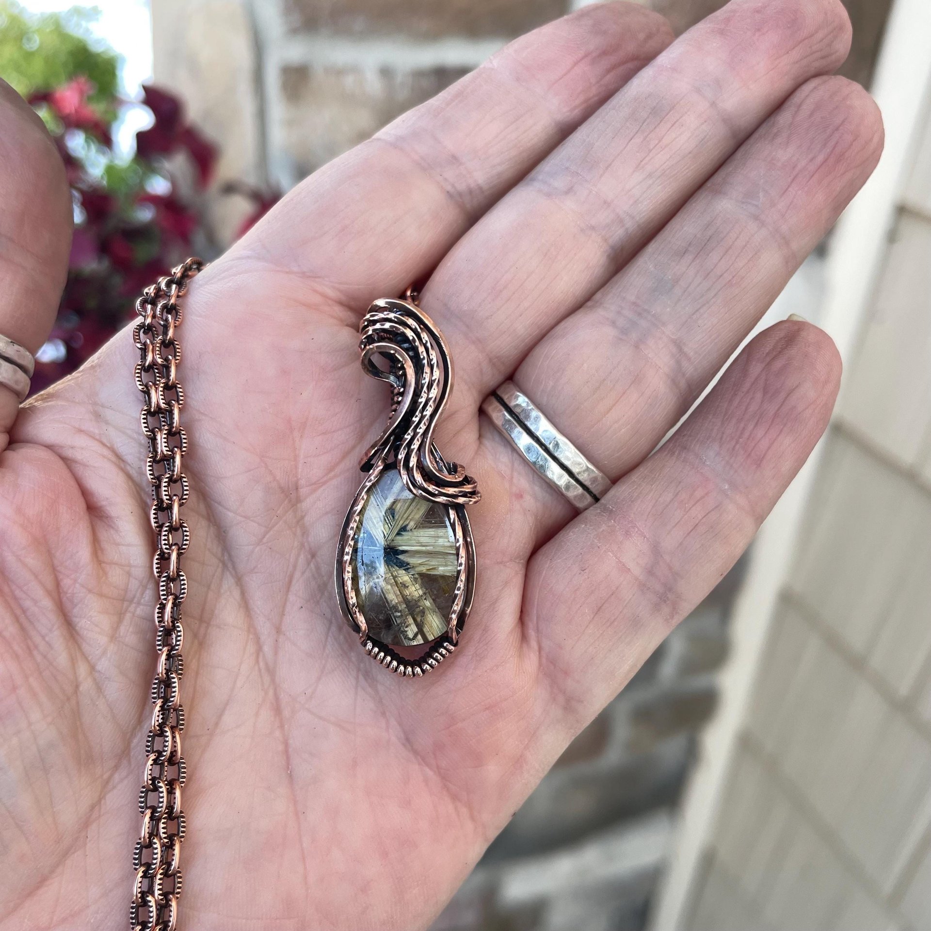 Golden Star Rutilated Quartz Copper Necklace