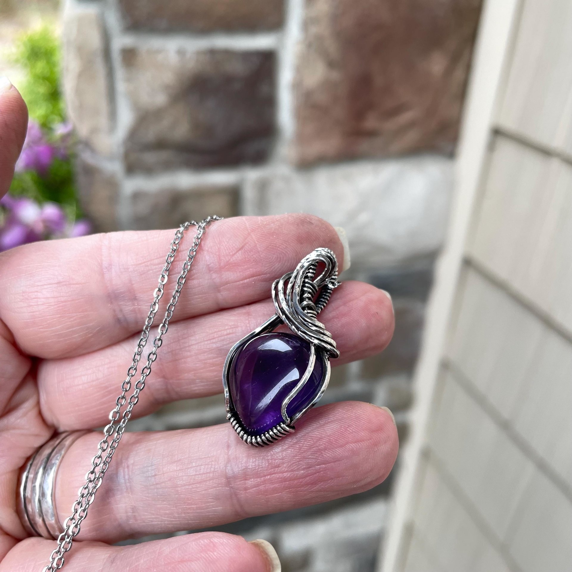 Amethyst Small Sterling Silver Pendant