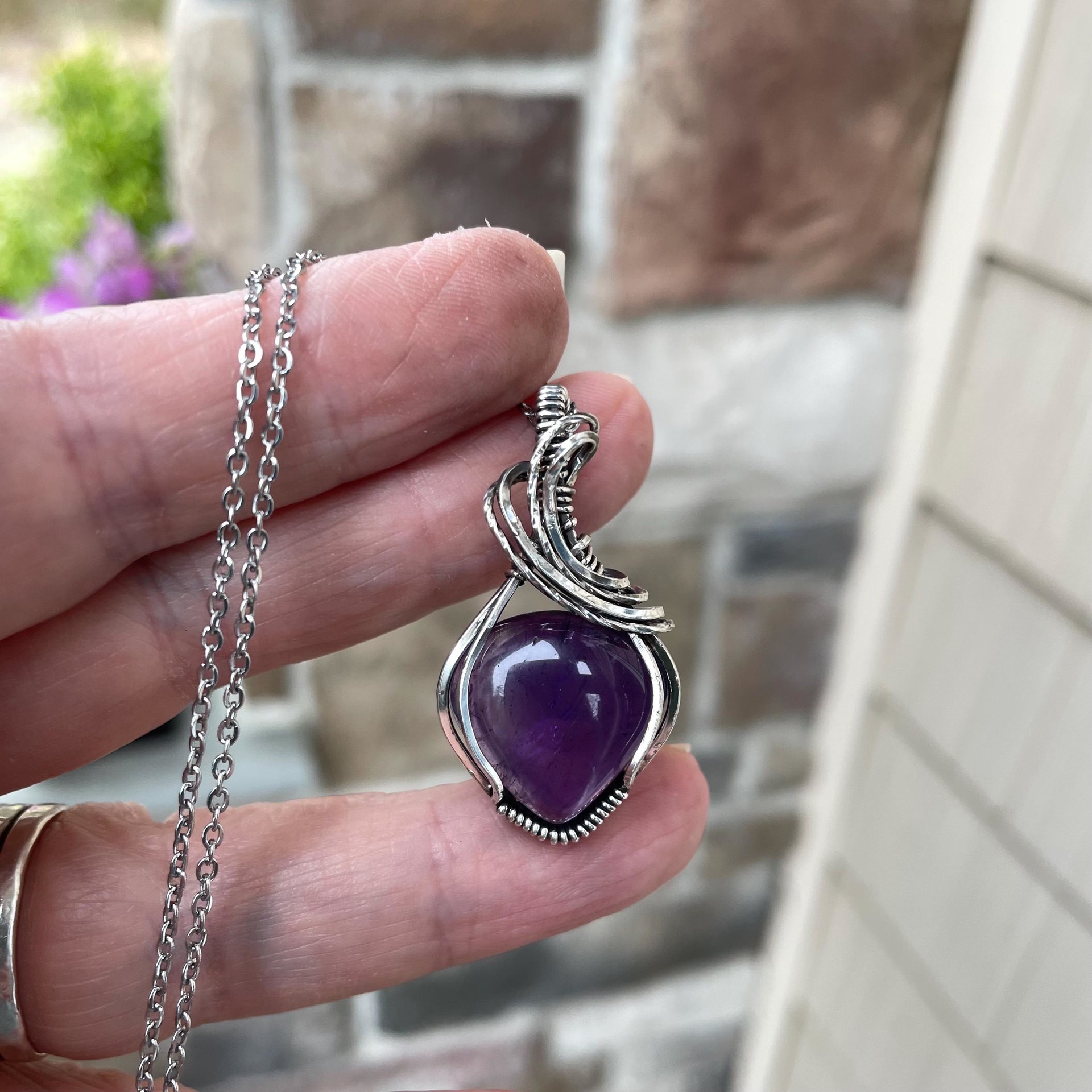 Amethyst Small Sterling Silver Pendant