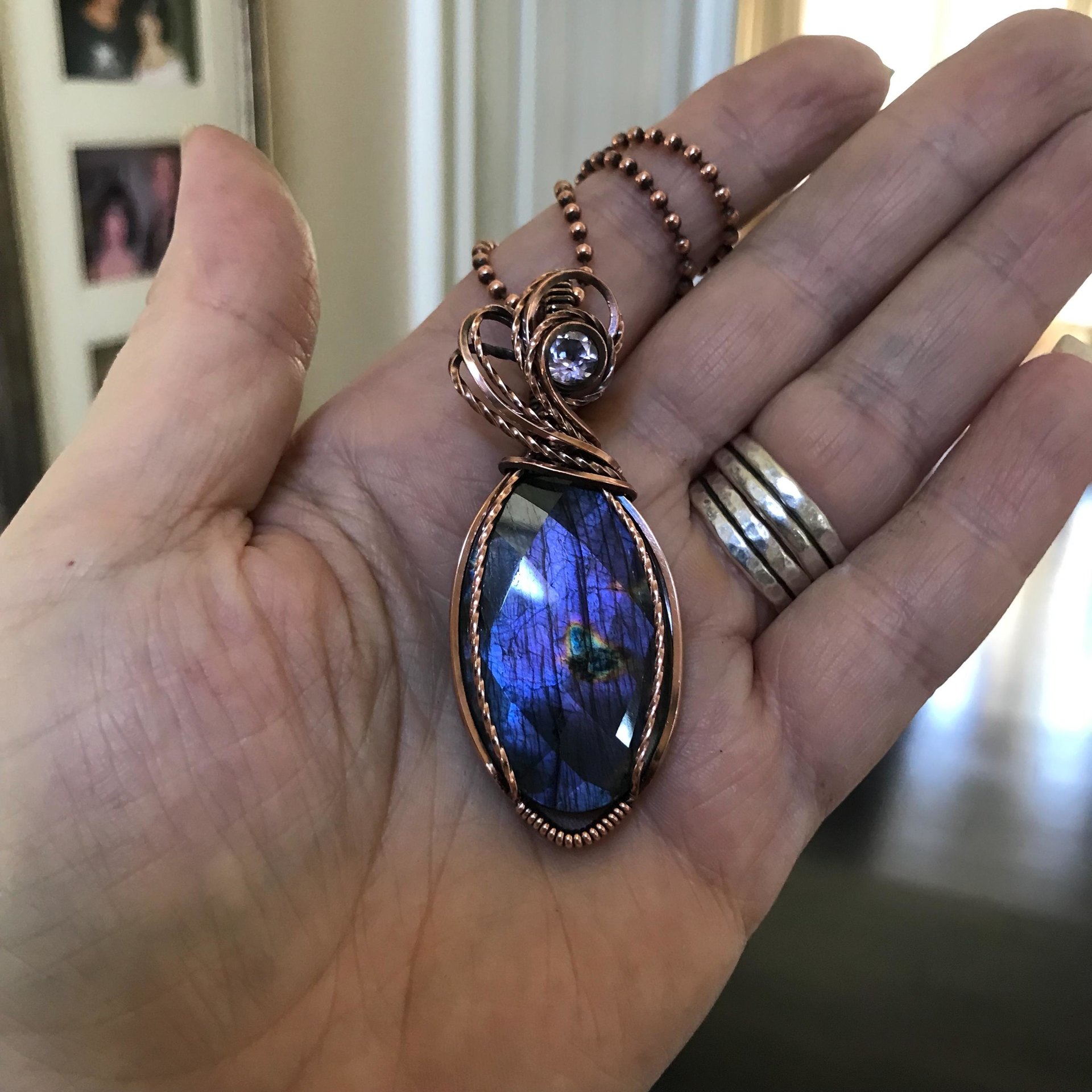 Purple Labradorite & Pink Amethyst Copper Necklace