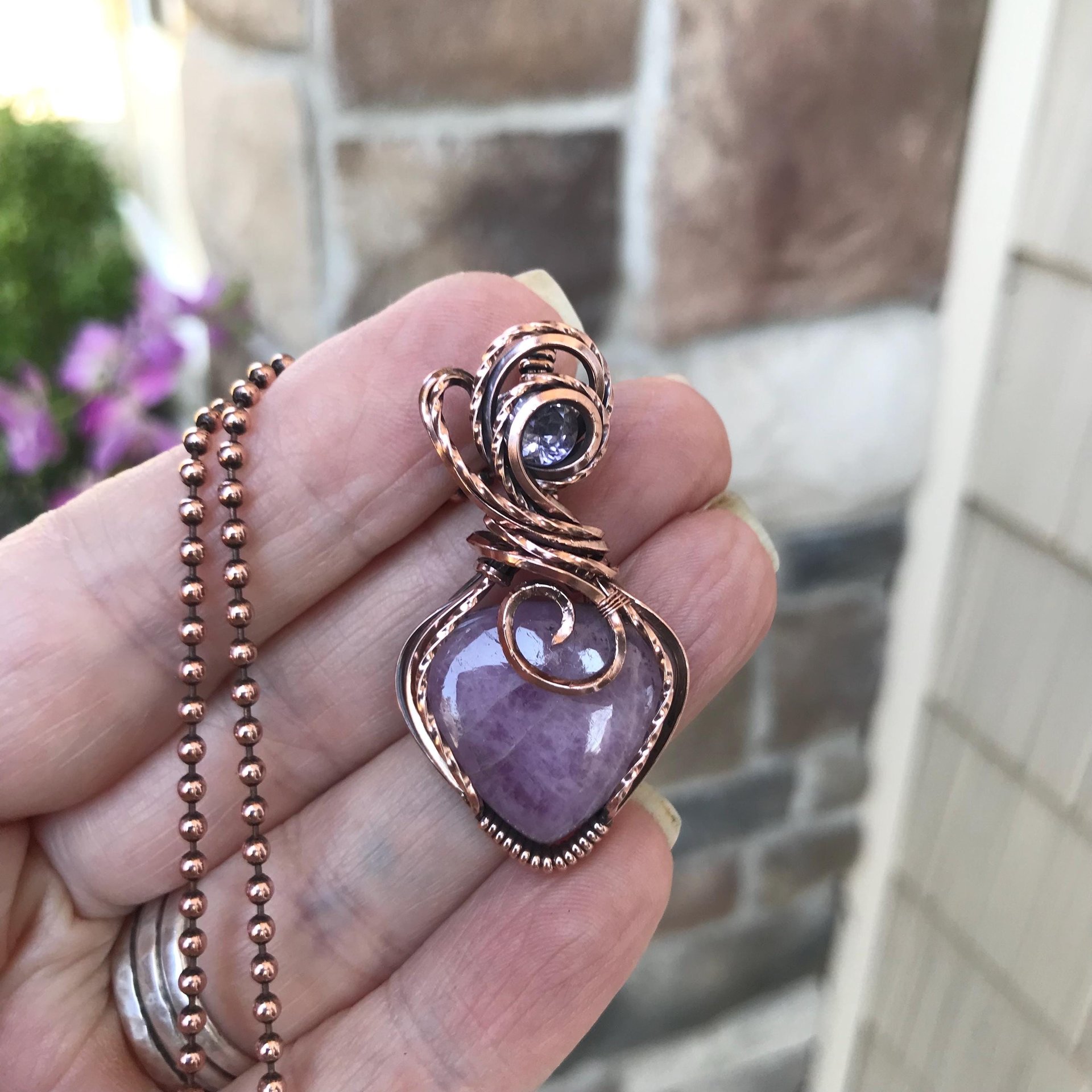 Kunzite & Pink Amethyst Copper Necklace