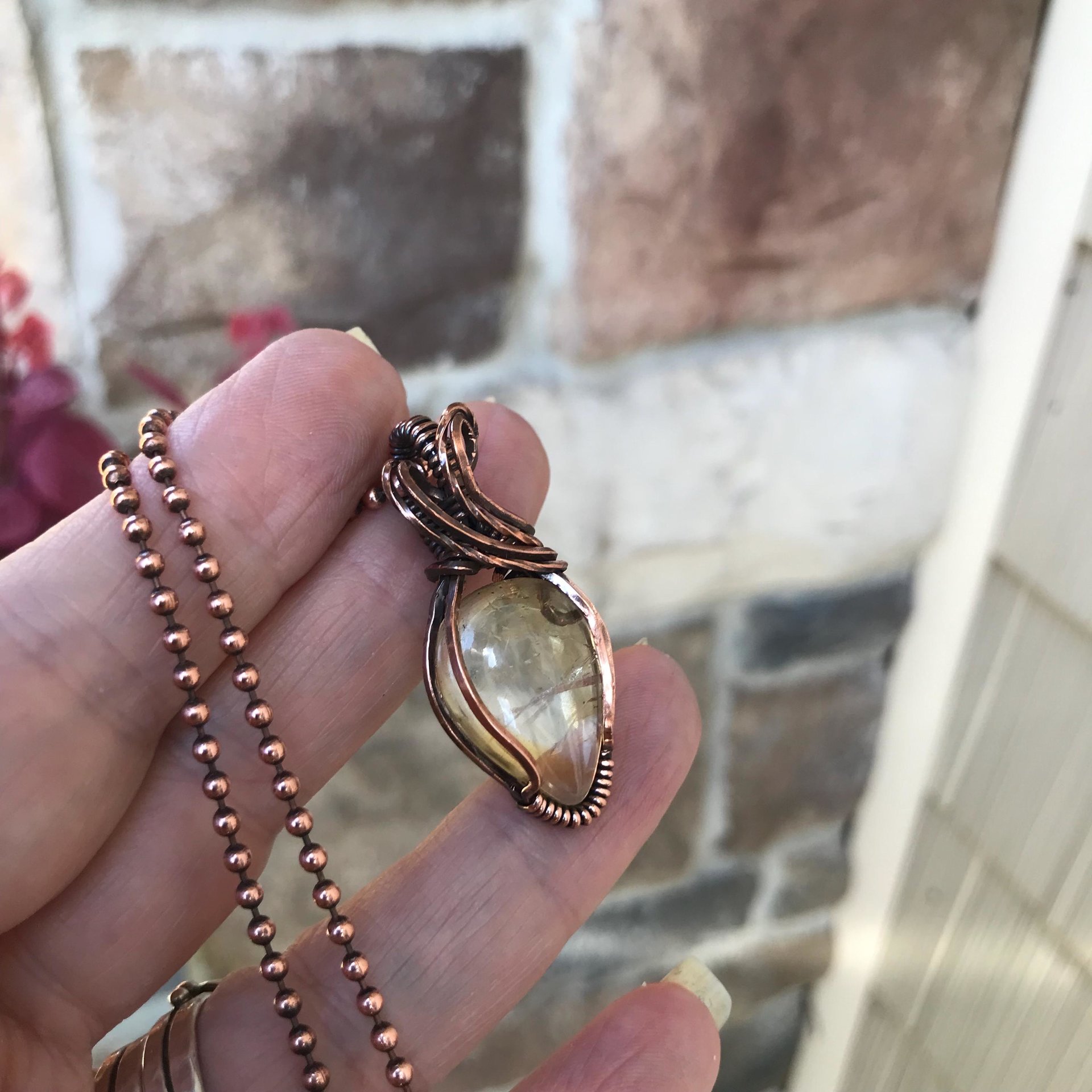 Citrine Small Copper Pendant