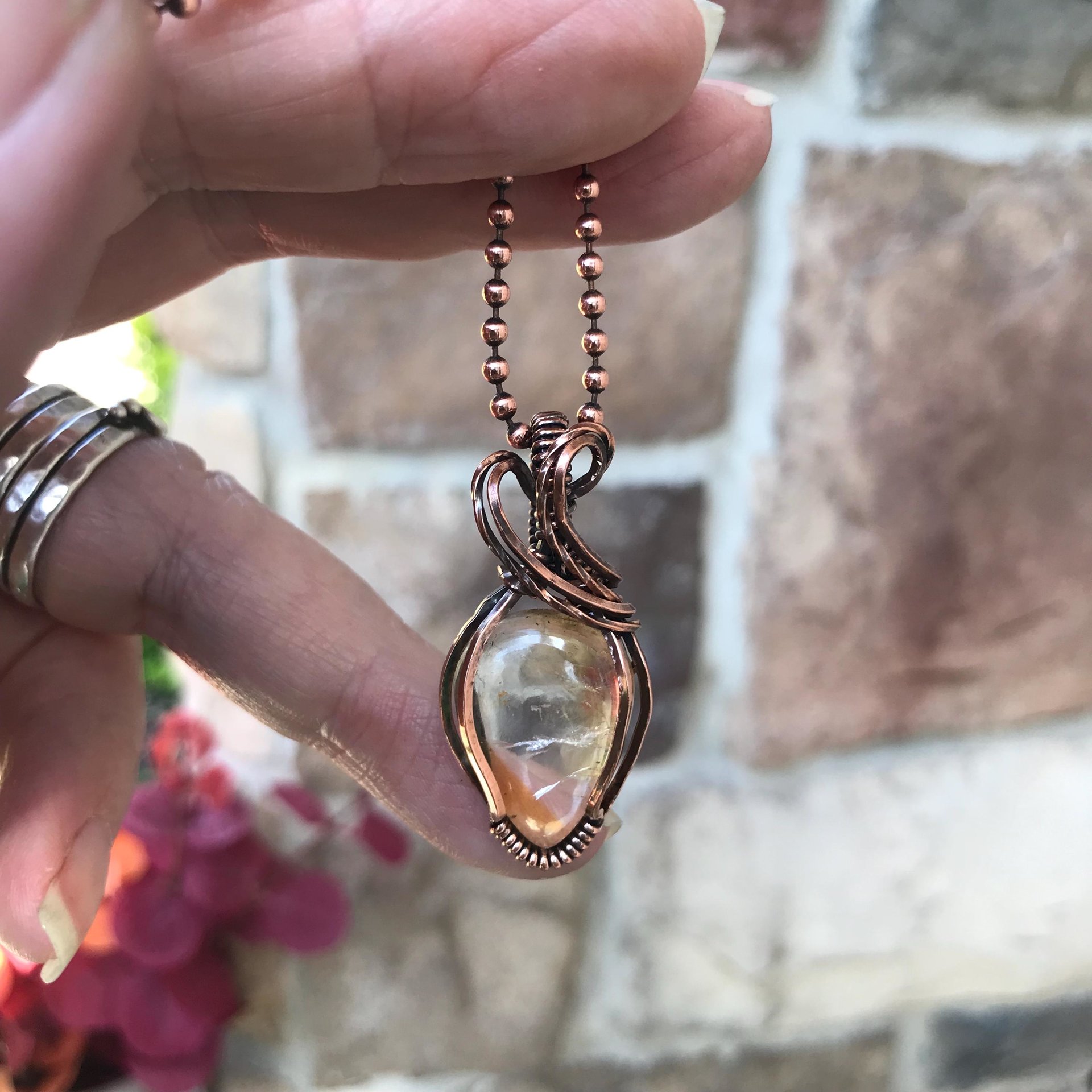 Citrine Small Copper Pendant