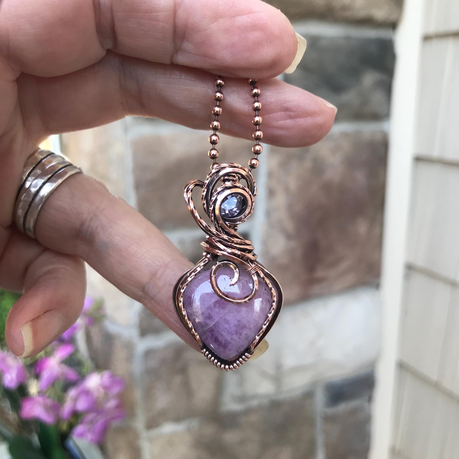 Kunzite & Pink Amethyst Copper Necklace
