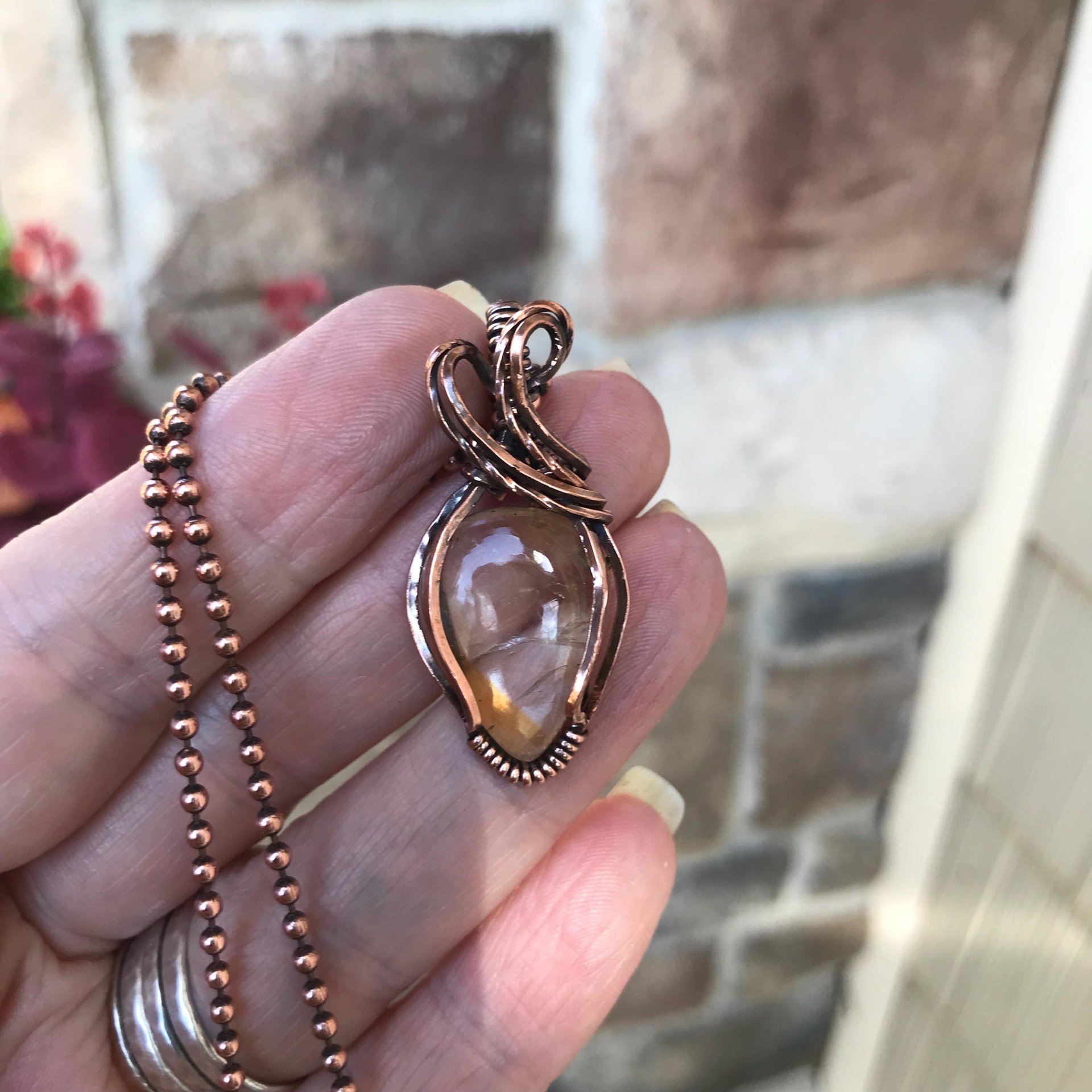 Citrine Small Copper Pendant