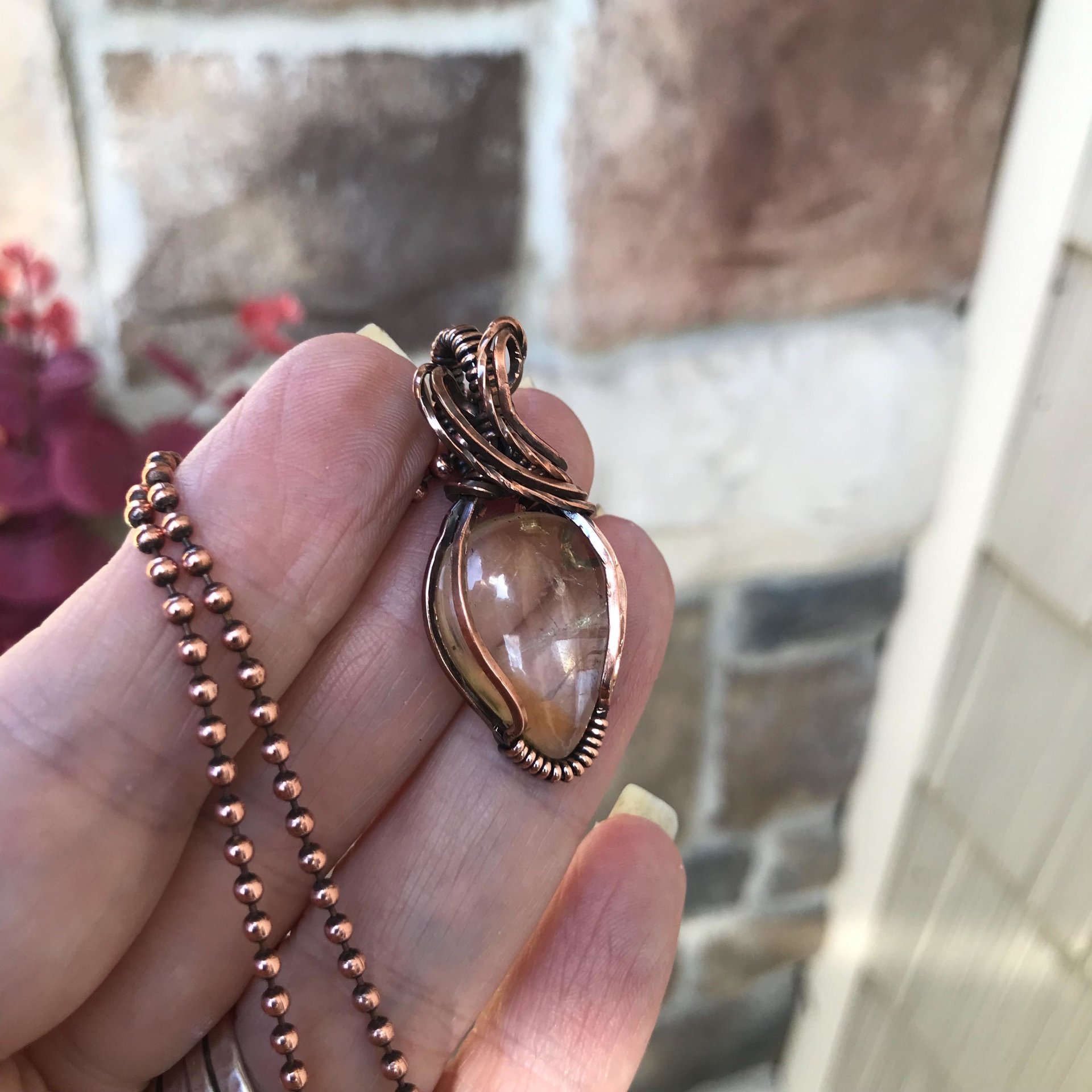 Citrine Small Copper Pendant