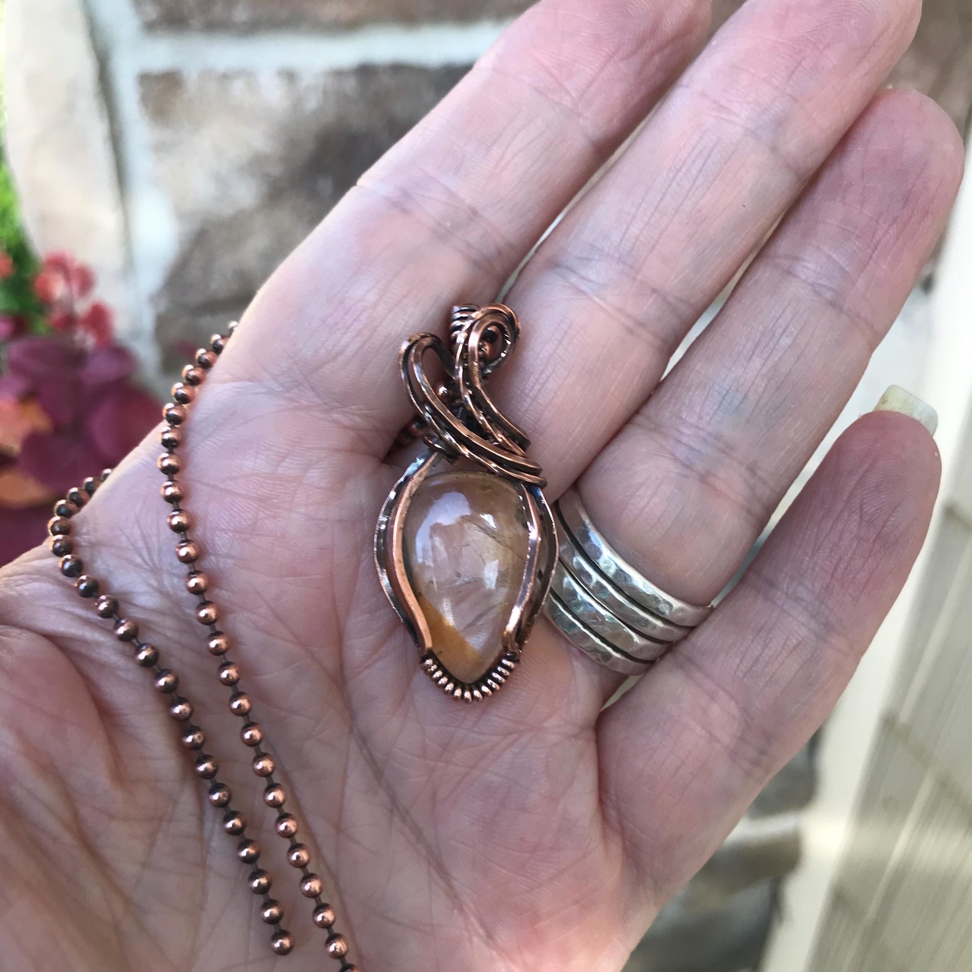 Citrine Small Copper Pendant