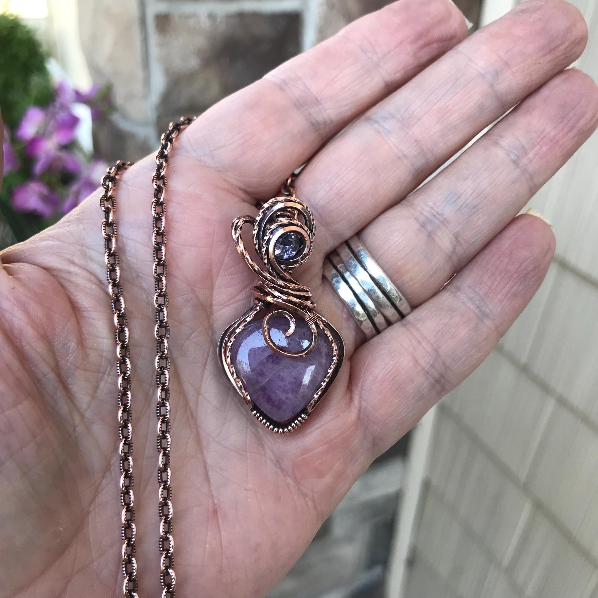 Kunzite & Pink Amethyst Copper Necklace