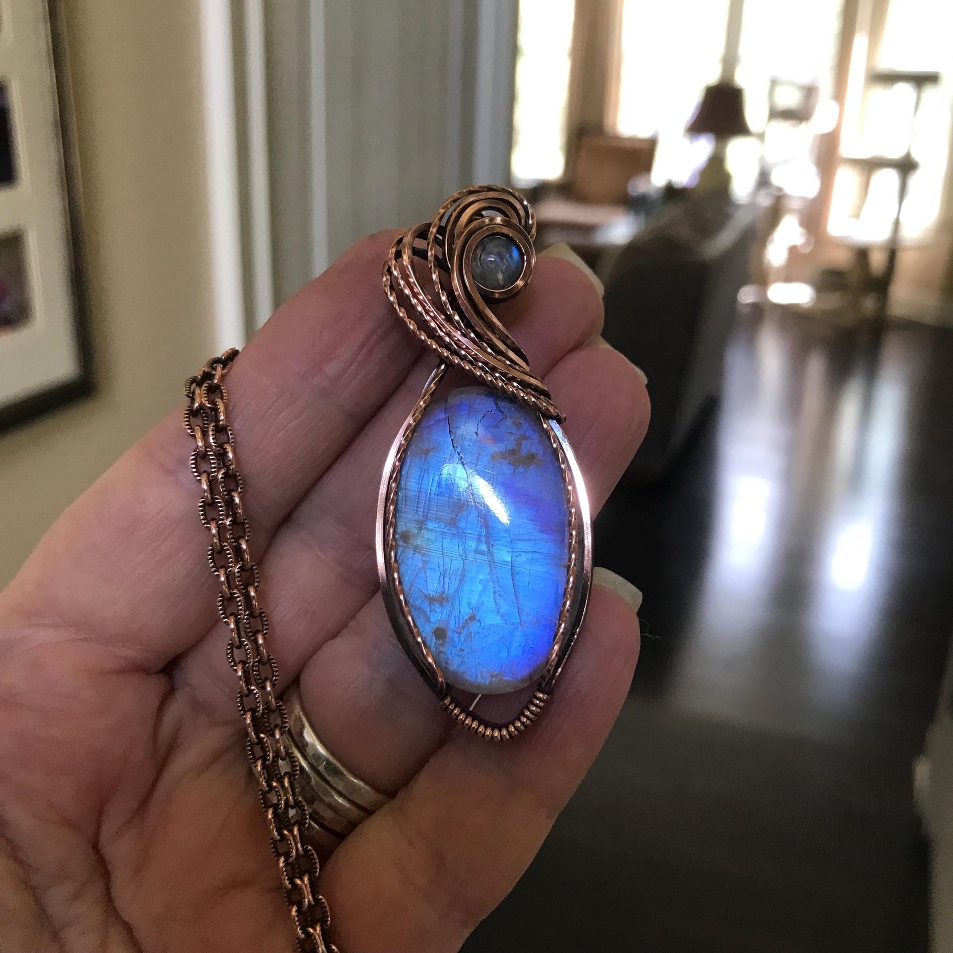 SOLD - Moonstone Oval Copper Pendant