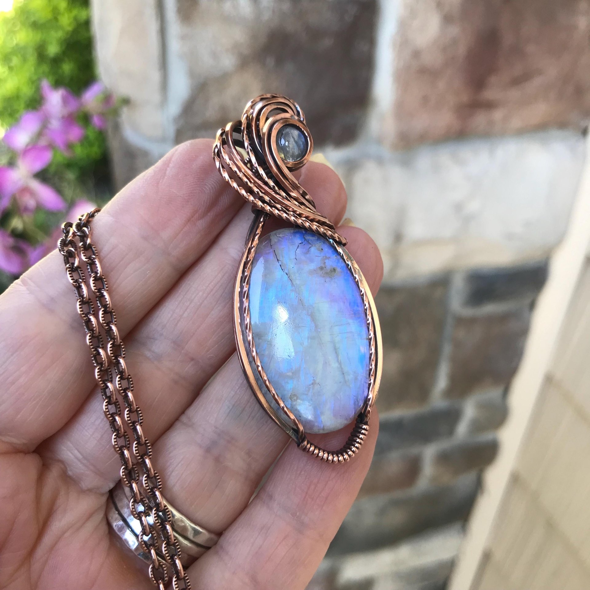 SOLD - Moonstone Oval Copper Pendant