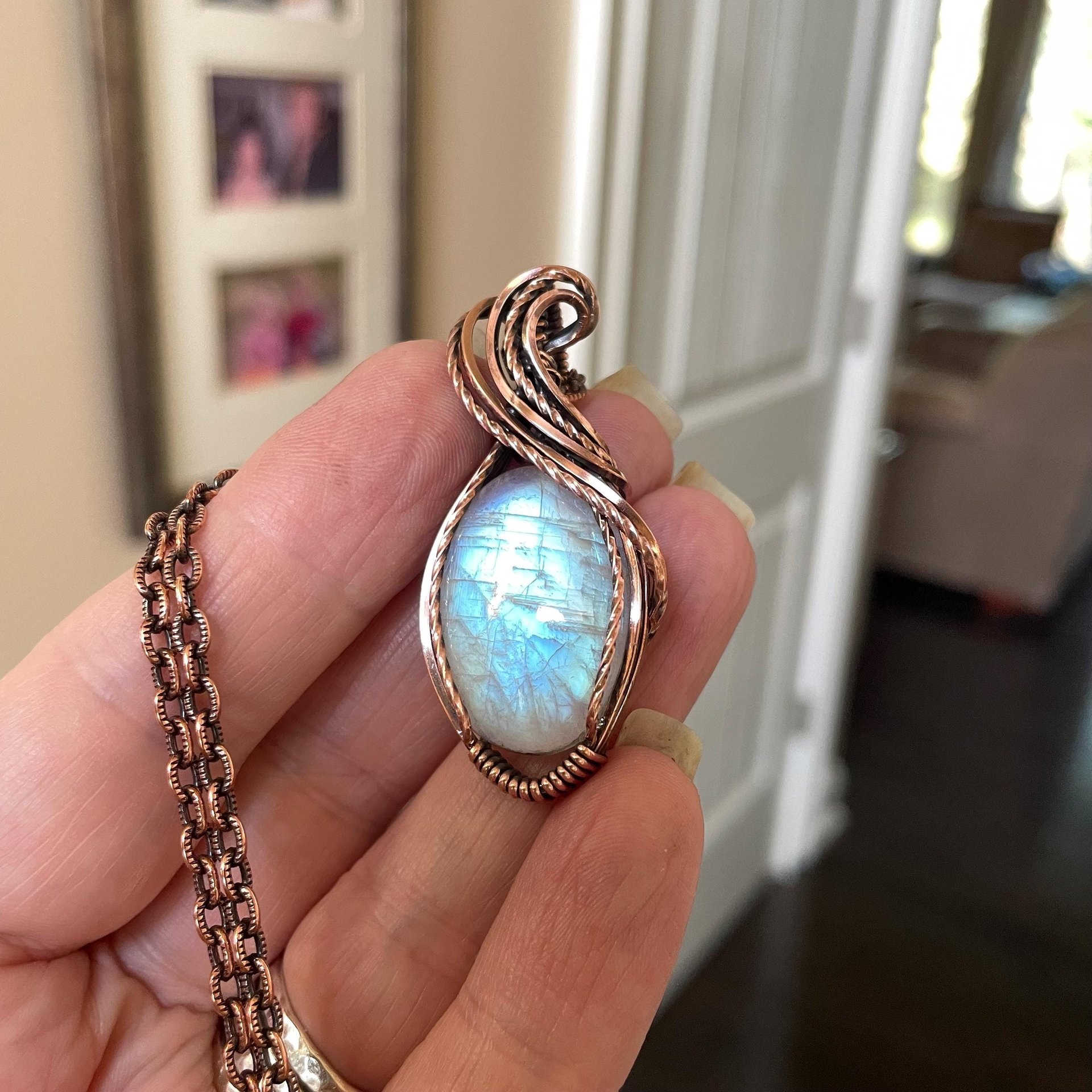 Moonstone Oval Copper Pendant
