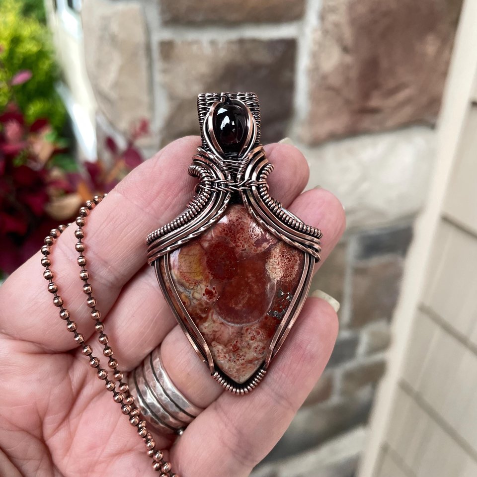 Wild Eye Red Jasper & Garnet Copper Necklace
