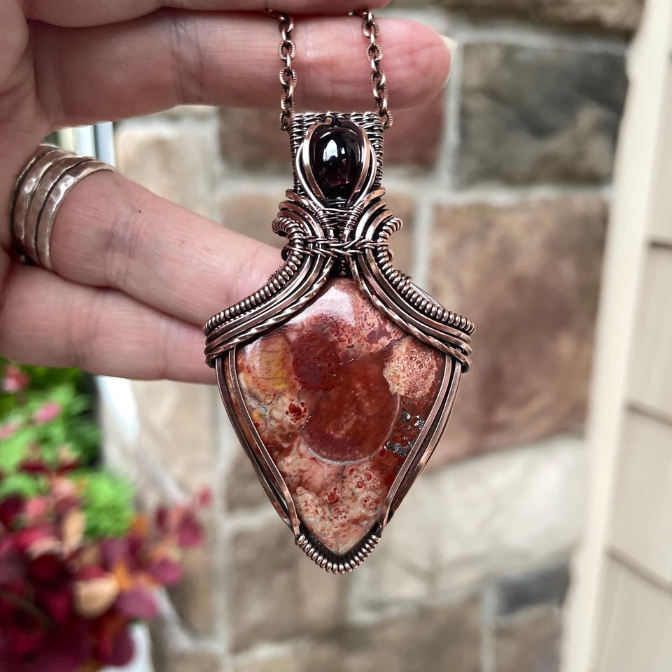 Wild Eye Red Jasper & Garnet Copper Necklace
