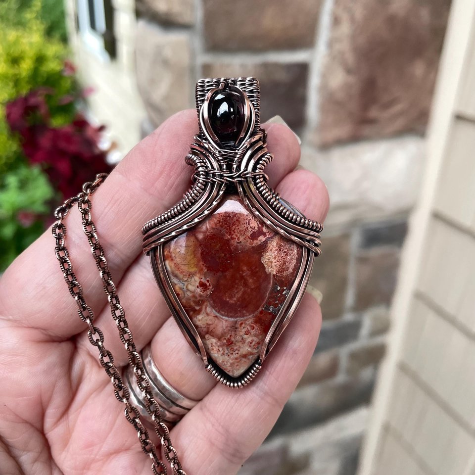 Wild Eye Red Jasper & Garnet Copper Necklace
