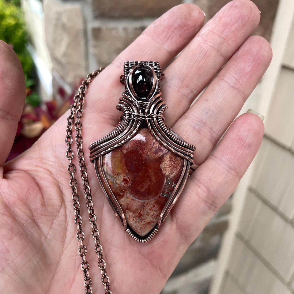 Wild Eye Red Jasper & Garnet Copper Necklace