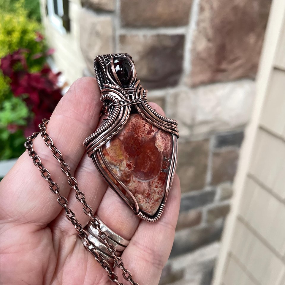 Wild Eye Red Jasper & Garnet Copper Necklace