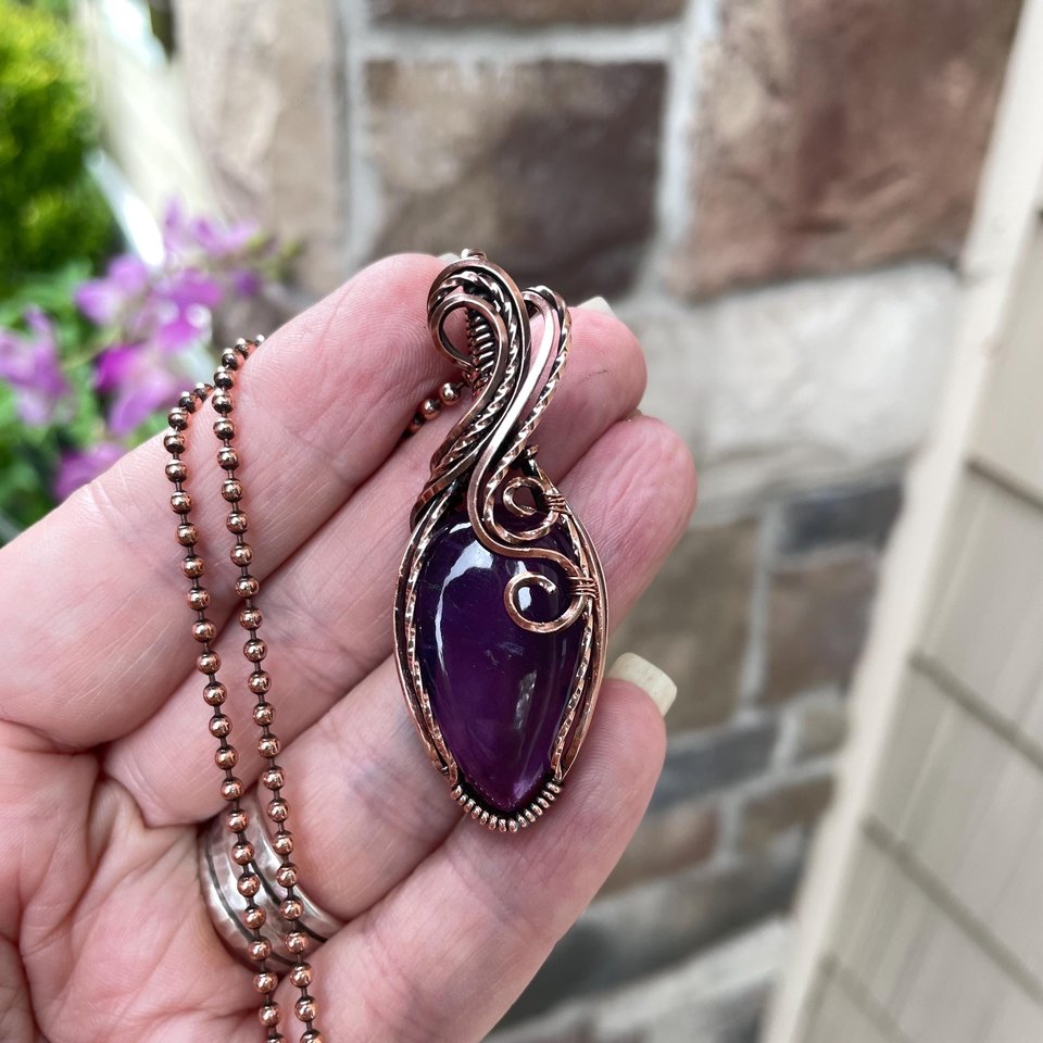 Amethyst Swirly Copper Necklace