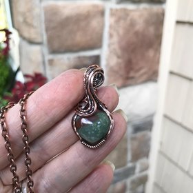 Moss Agate Small Heart Copper Necklace
