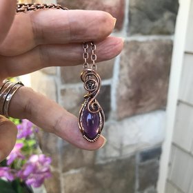 Amethyst Mini Teardrop Copper Necklace