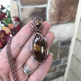 Tiger Eye Oval Copper Necklace