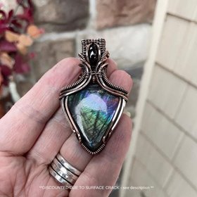 Teal Labradorite & Garnet Copper Necklace