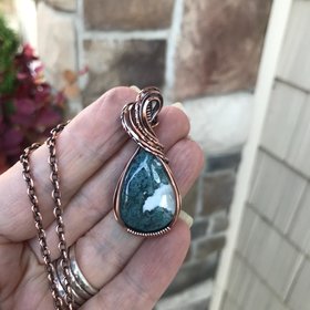 Teal Moss Agate Copper Necklace